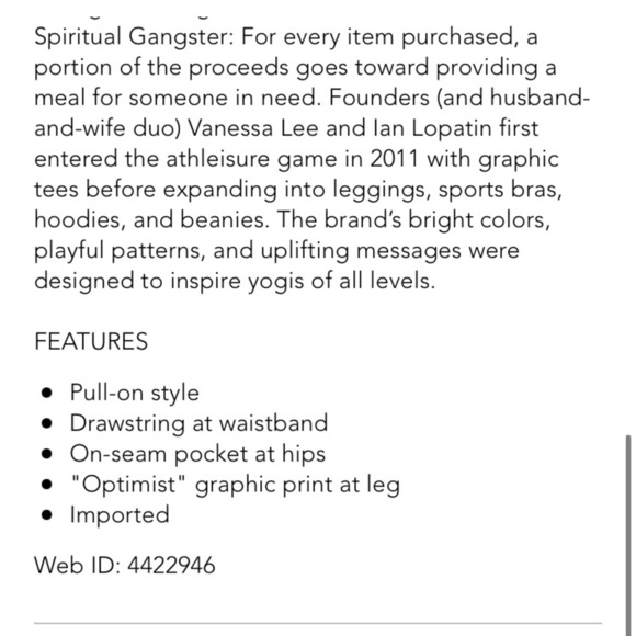 NWT SPIRITUAL GANGSTER OPTIMIST LAGUNA SWEATPANT IN CREAM SZ SMALL - Picture 14 of 15